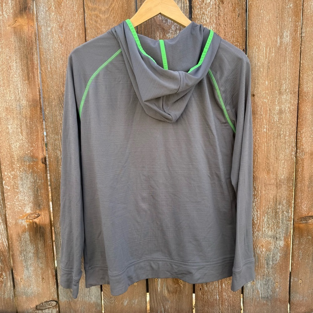 Under Armour Boys Gray Neon Green Full Zip Lightweight Sweatshirt Loose Size XL - Picture 7 of 9